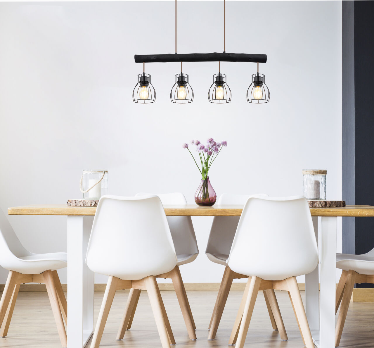 Globo Lighting - MINA - Hängeleuchte Metall schwarz matt, 4x E27