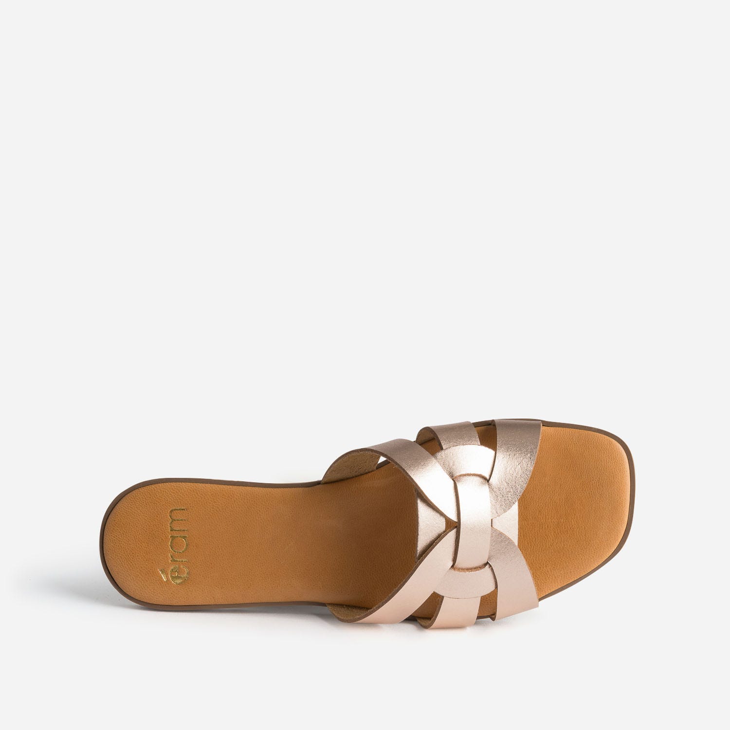 Mule rose cuivré en cuir