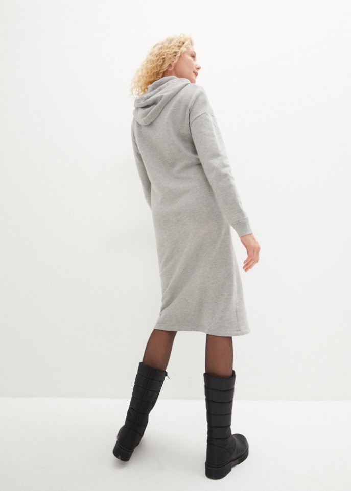 Sweatkleid mit Kängurutasche und Biobaumwolle