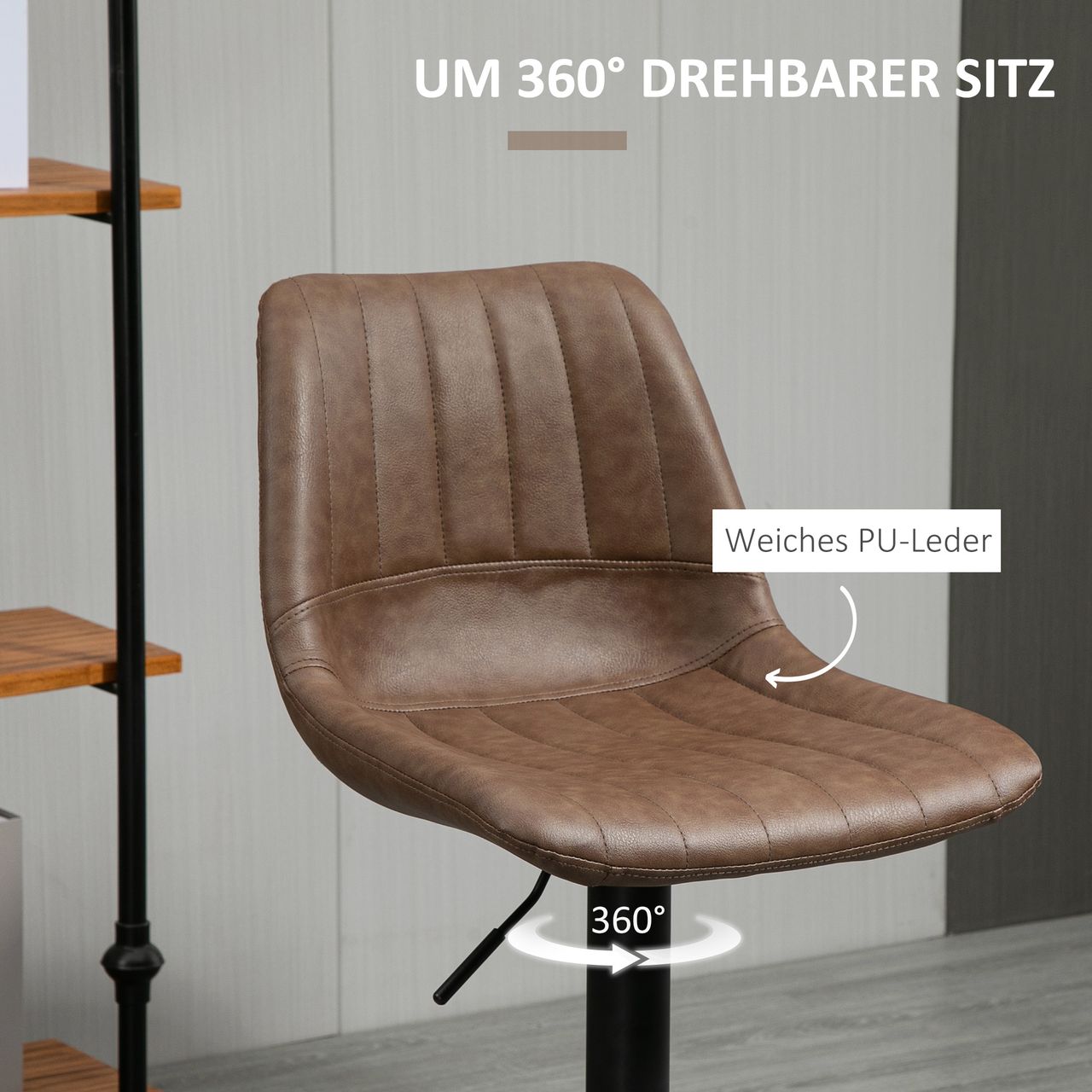 HOMCOM 2er Set Barhocker 91-111 cm Höhenverstellbarer Küchenhocker mit Fußring