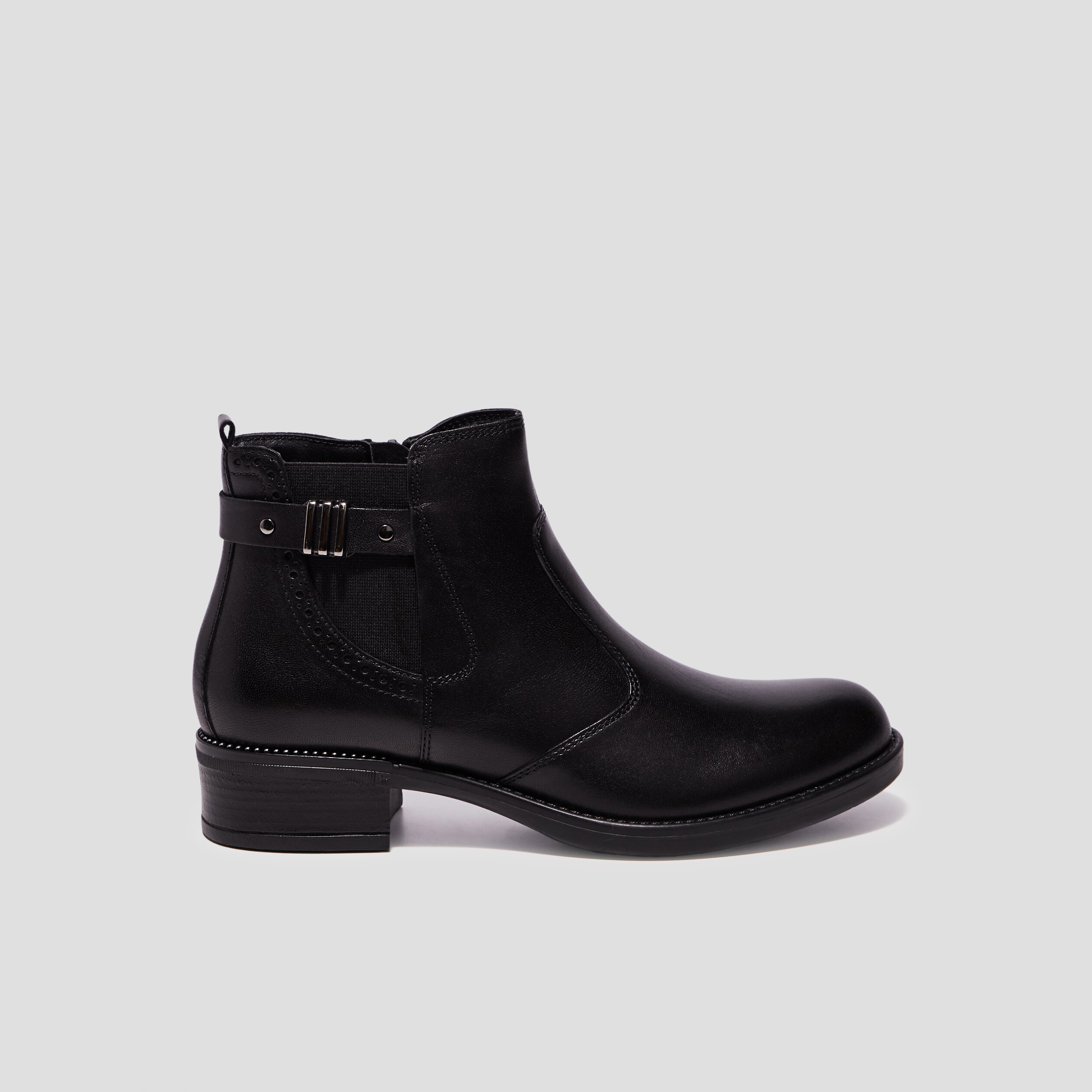 Bottines en cuir zippées chelsea noir fille | La Halle