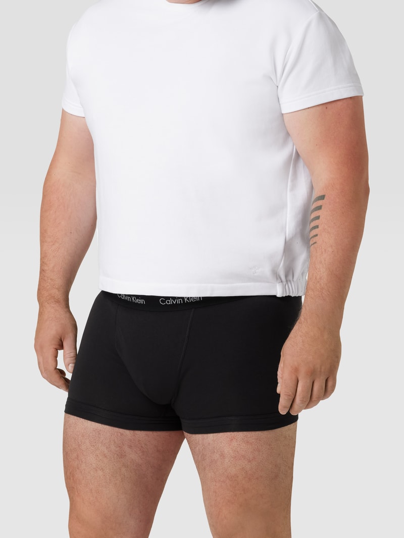 PLUS SIZE Trunks mit Logo-Bund im 3er-Pack in mittelgrau meliert