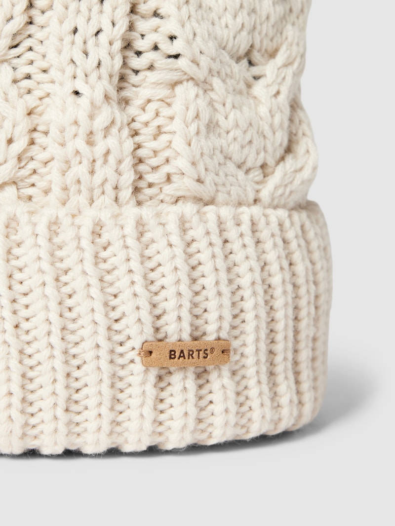 Beanie mit Zopfmuster Modell 'Zira' in offwhite