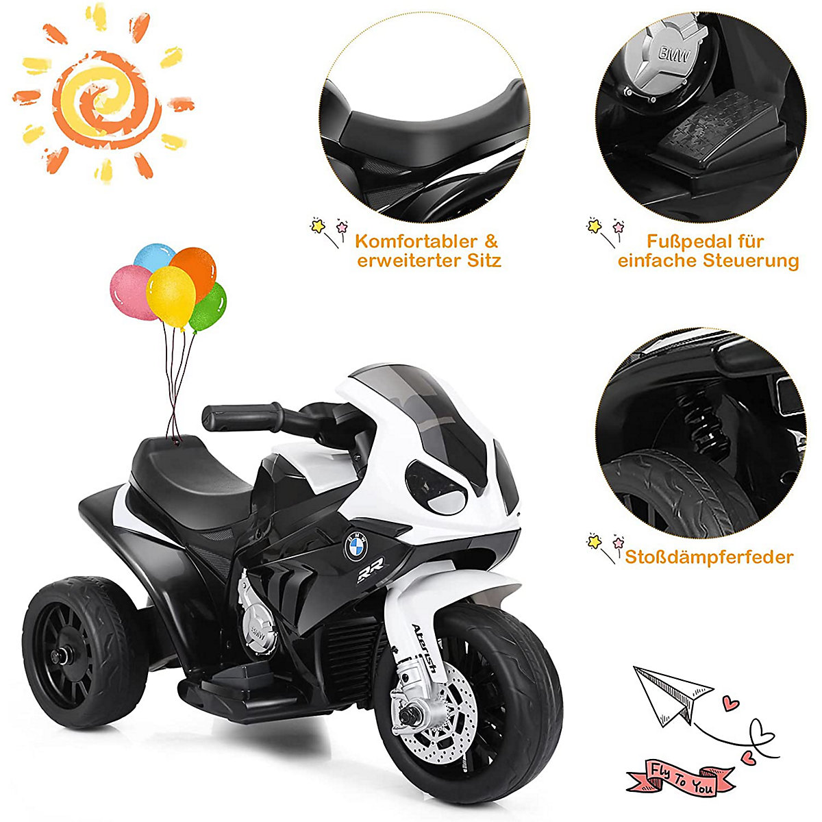 Motorrad BMW mit Musik & Scheinwerfer