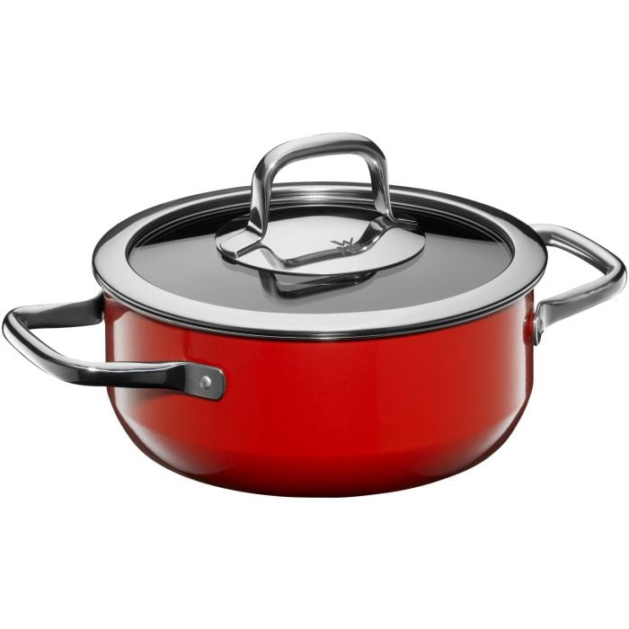 Fusiontec Compact Bratentopf mit Glasdeckel, 18 cm, Red