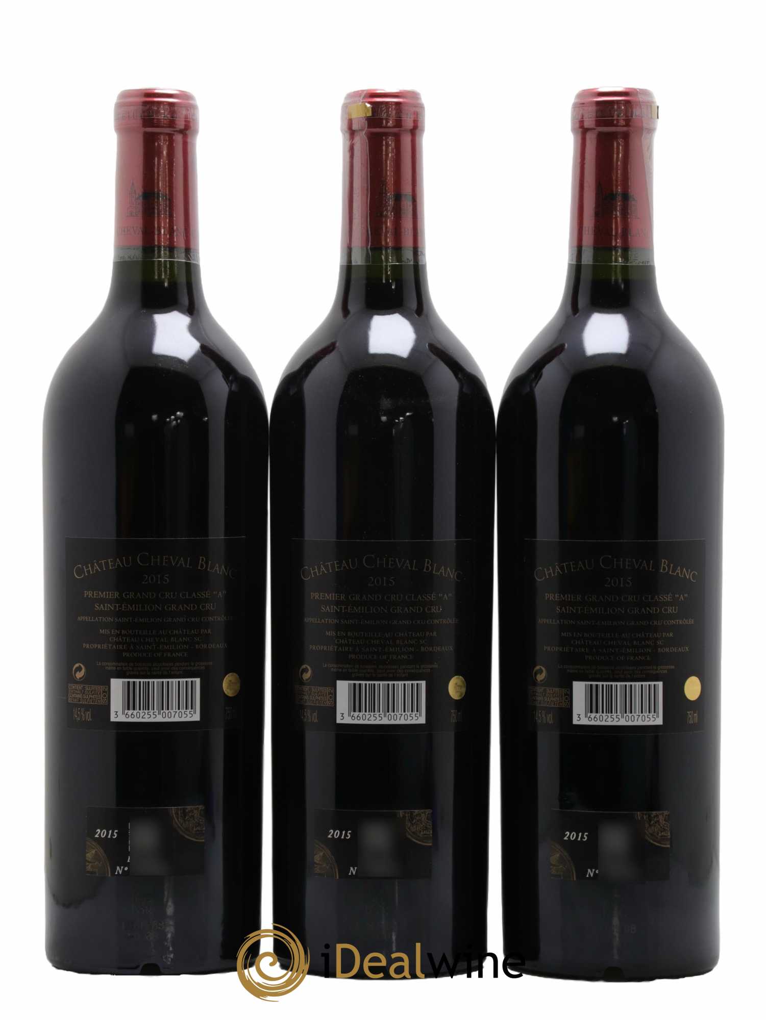 Château Cheval Blanc 1er Grand Cru Classé A  2015 - Lot de 3 Bouteilles