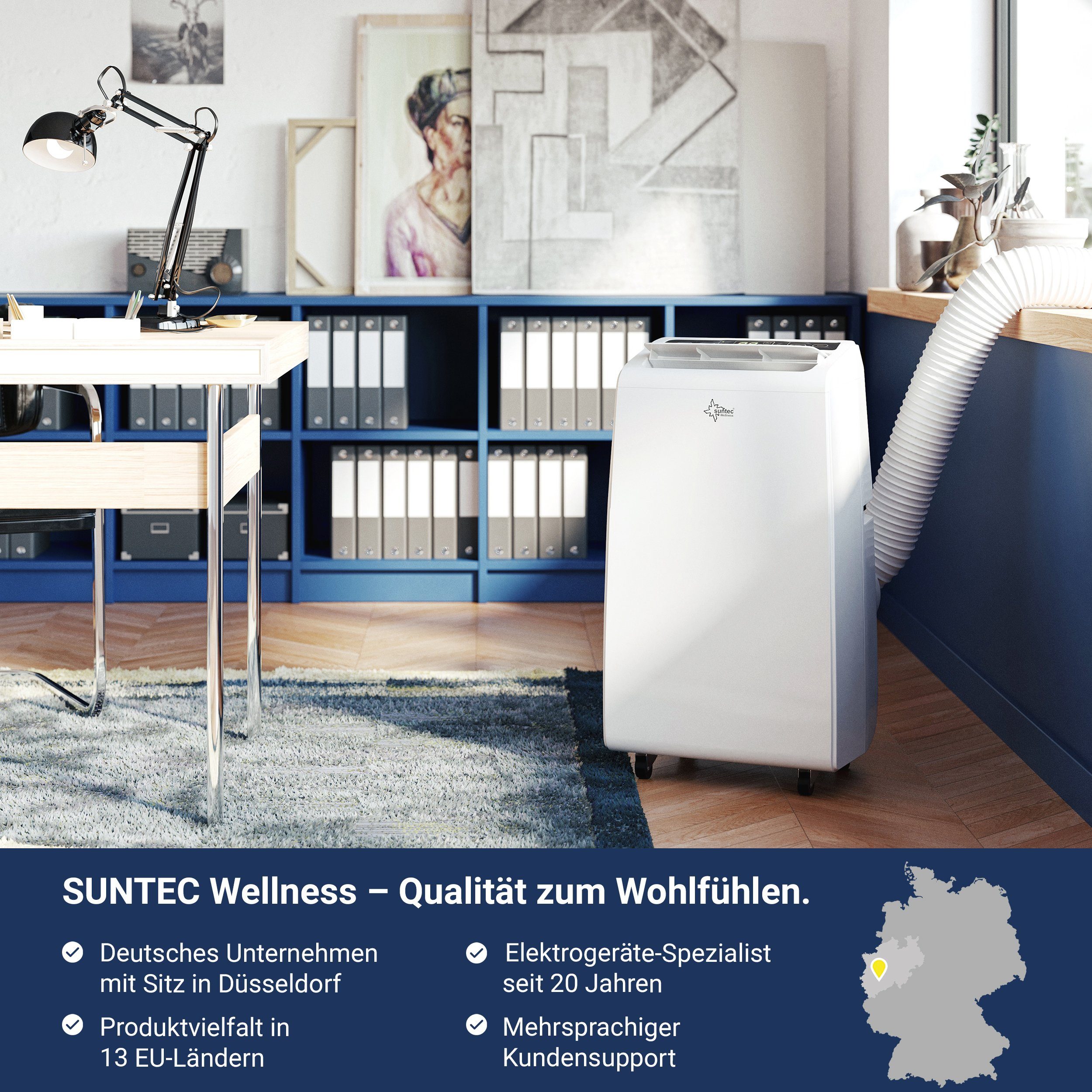 Suntec Wellness 3-in-1-Klimagerät Advance 9.0 Eco R290, Mobile Klimaanlage für Räume bis 80 m³, Kühler & Entfeuchter