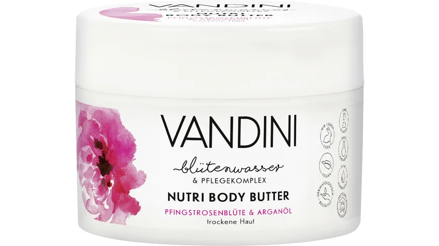 VANDINI NUTRI Body Butter Pfingstrosenblüte & Arganöl 200 ml