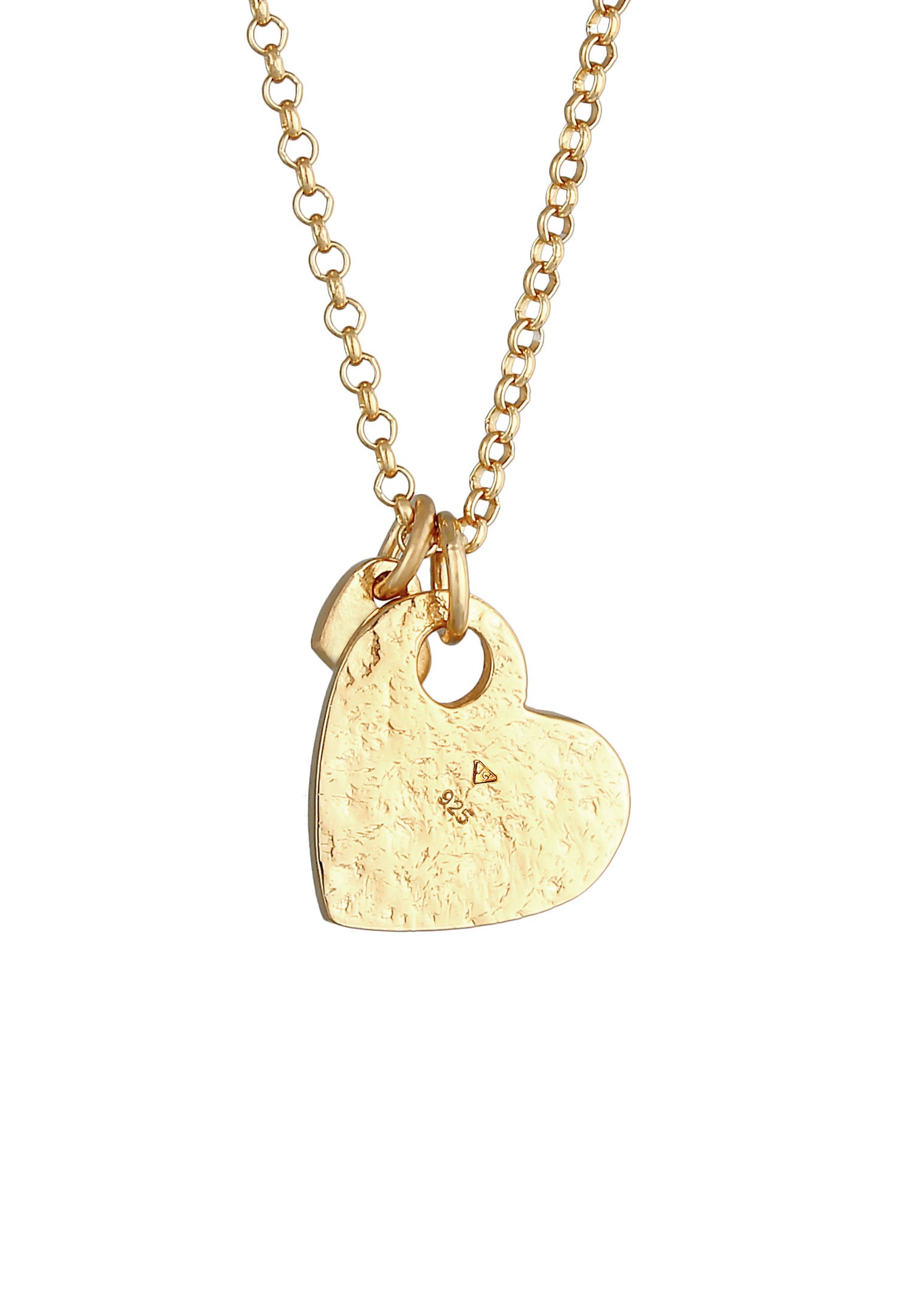 Ciondolo a forma di cuore Elli per donna, stile Love, look organico, di tendenza, in argento sterling 925 placcato oro