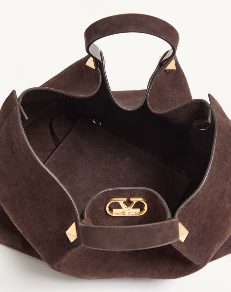 Sacola de compras grande em camurça macia Valentino Garavani