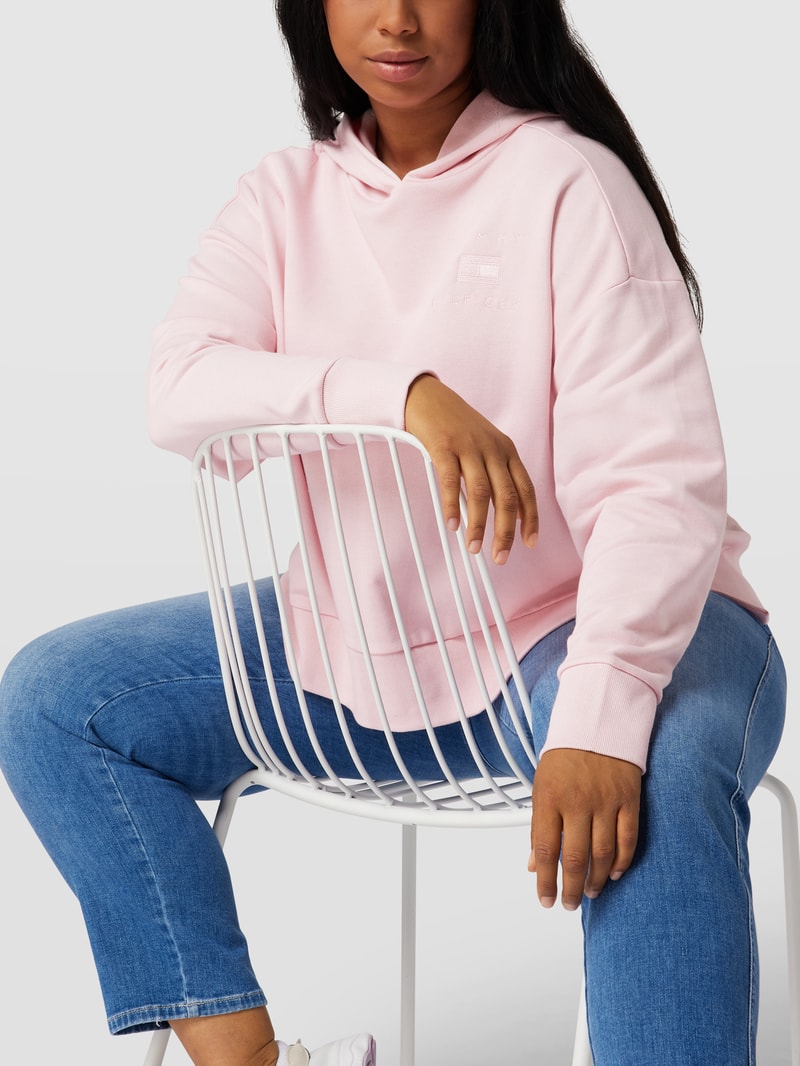 PLUS SIZE Hoodie mit Label-Stitching in hellrosa