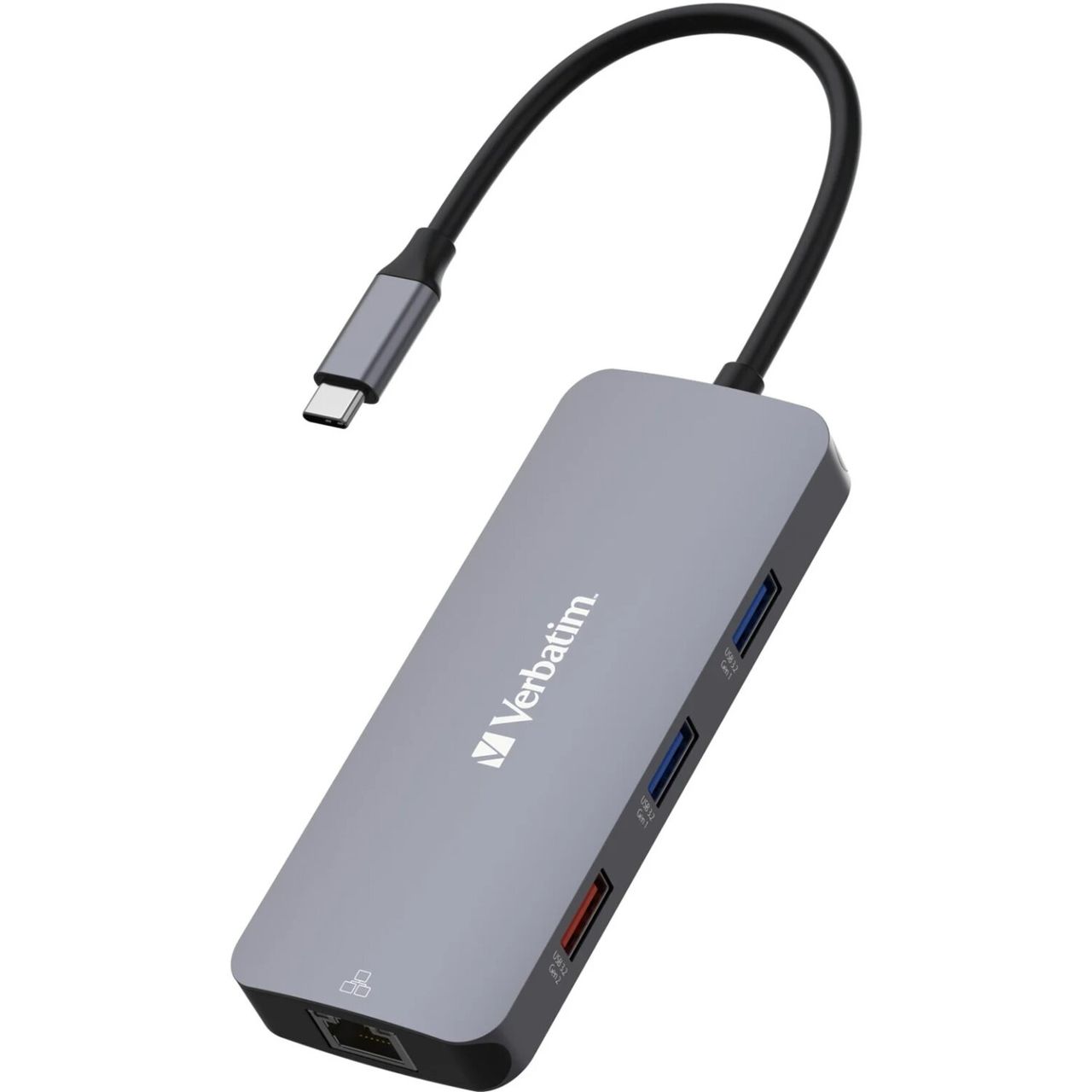 Verbatim Multiport-Hub CMH-09, 3x USB 3.2-A, 2x USB 3.2-C, HDMI 4K, RJ45, SD, microSD, USB 3.1-C Kabel