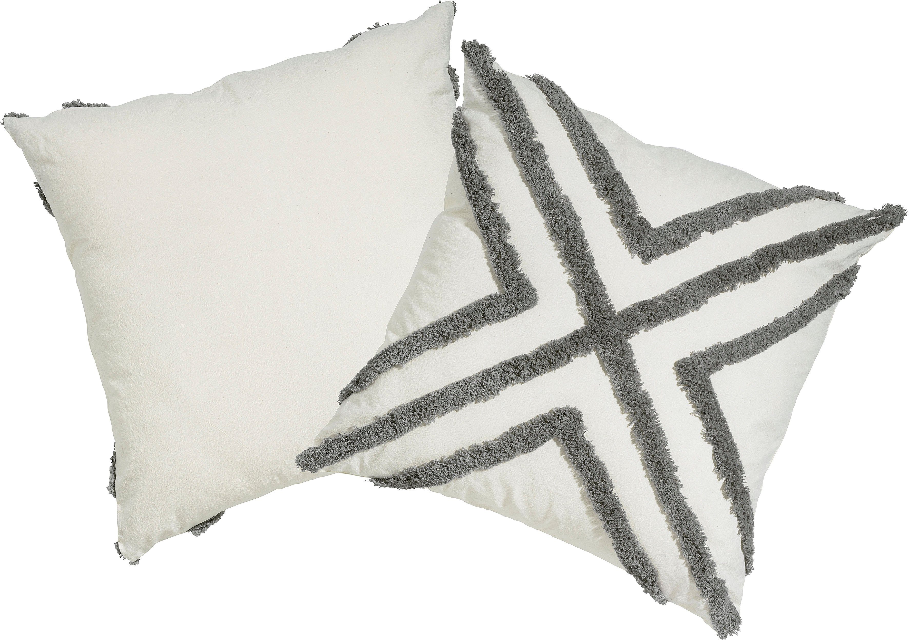 LeGer Home by Lena Gercke Dekokissen Sidonie, 2-er Set, Hoch-Tief Design, Kissenhüllen ohne Füllung, 40x40 cm