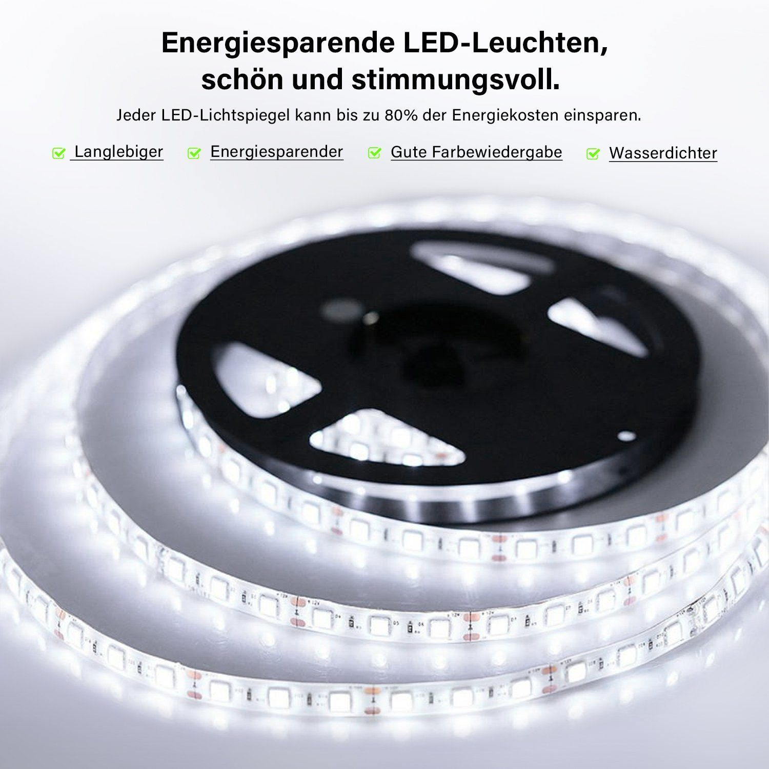 SONNI Badspiegel Badezimmerspiegel, mit Beleuchtung, 60×40 cm, Wandschalter, LED Badspiegel, Badspiegel, Lichtspiegel IP44