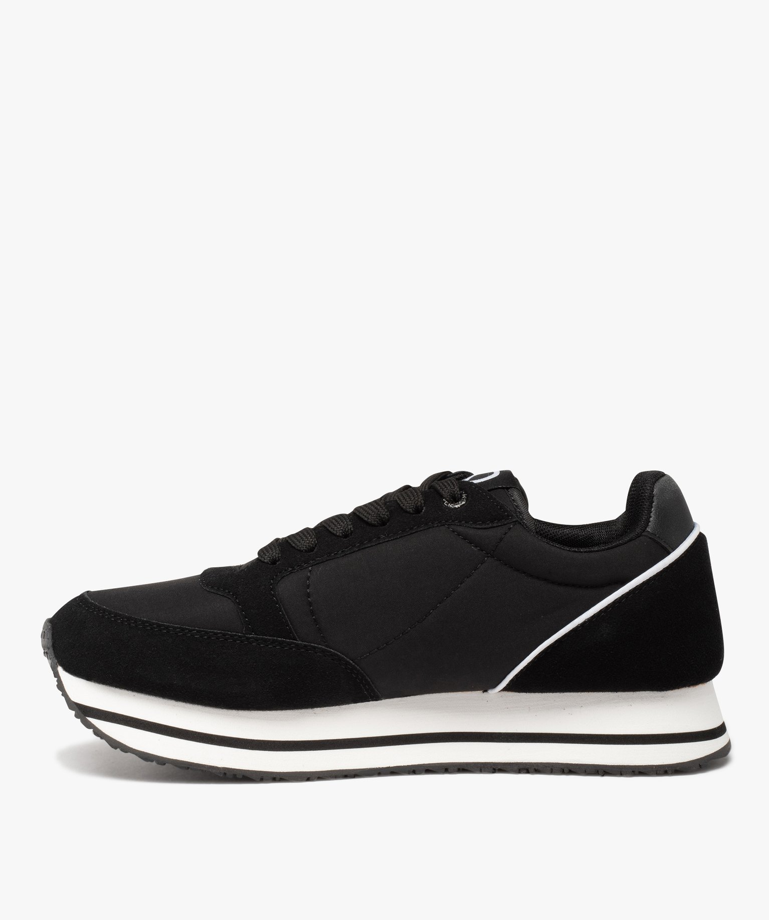 Baskets femme style retro running unies - Benetton noir | GEMO