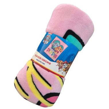 Kinderdecke Paw Patrol 130x170 cm, weich und kuschelig, passend zur Bettwäsche, MTOnlinehandel, Sofadecke / Überwurf / Fleece-Decke in rosa