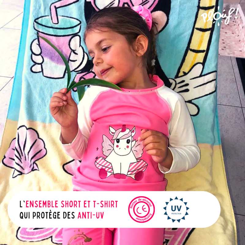 Ensemble enfant Anti-UV : Licorne Rose