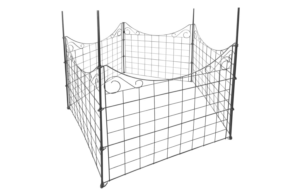 Powertec Garden Metall Gartenzaun mit Pulverbeschichtung C03,Anthrazit 775*640 mm,11-tlg.Set,2er Set