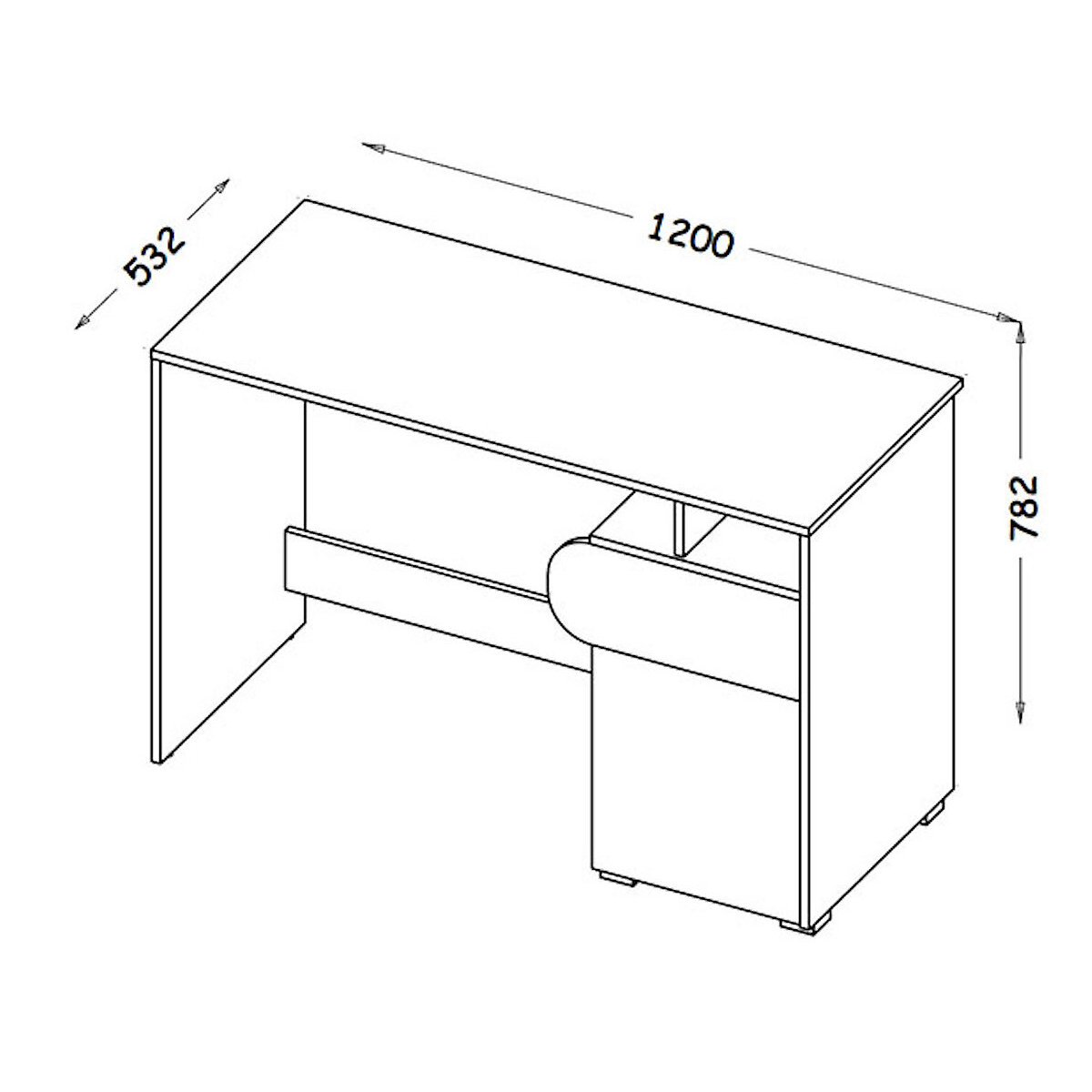 Schreibtisch Computertisch Carina 120cm 1-türig mit 2 offenen Fächern