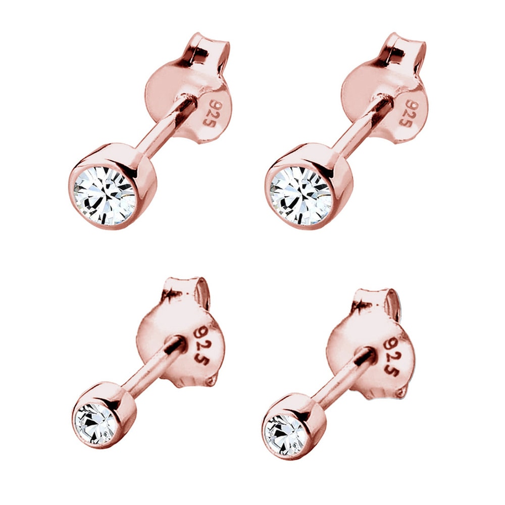 Elli Elli by Julie & Grace Boucles d'Oreilles Solitaire Ensemble Cristaux en Argent 92 Boucles d'oreilles