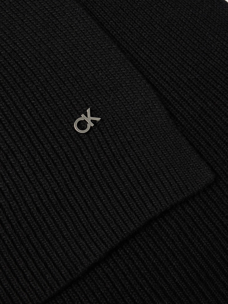 Schal mit Logo-Stickerei in schwarz