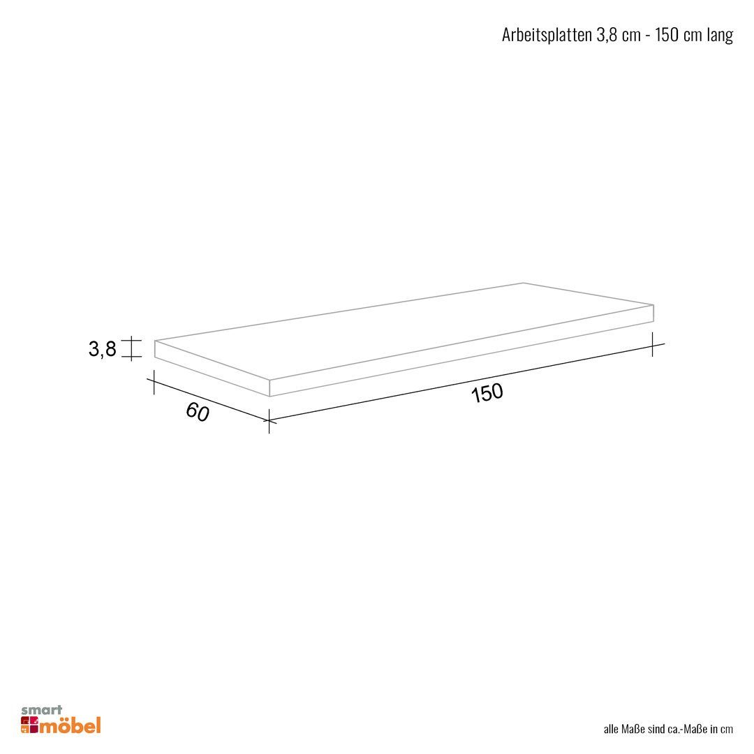 Flex-Well Arbeitsplatte - 150 x 60 x 3,8 cm - San Remo Eiche – Rodello/Lino