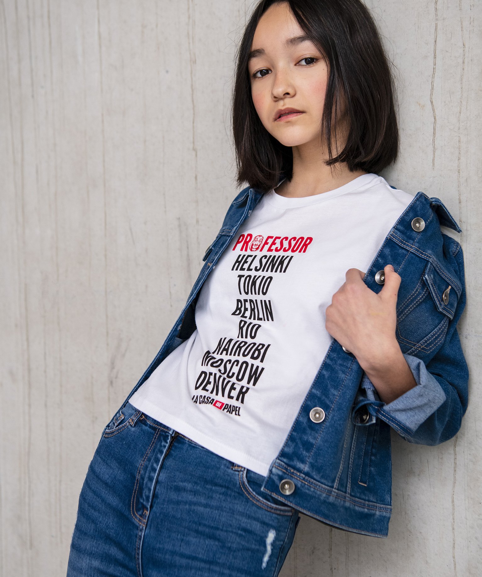 Tee-shirt fille crop top imprimé - La Casa de Papel blanc | GEMO