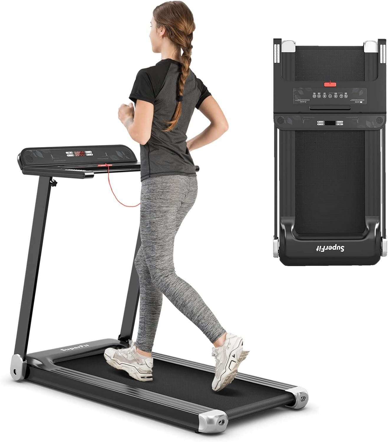 mobvoi Laufband (Laufband Zuhause 0,75 HP Elektromotor 3 Modi & 12 Programme 0-12 km/h), Laufband Zuhause mit 5-lagige, LED Display