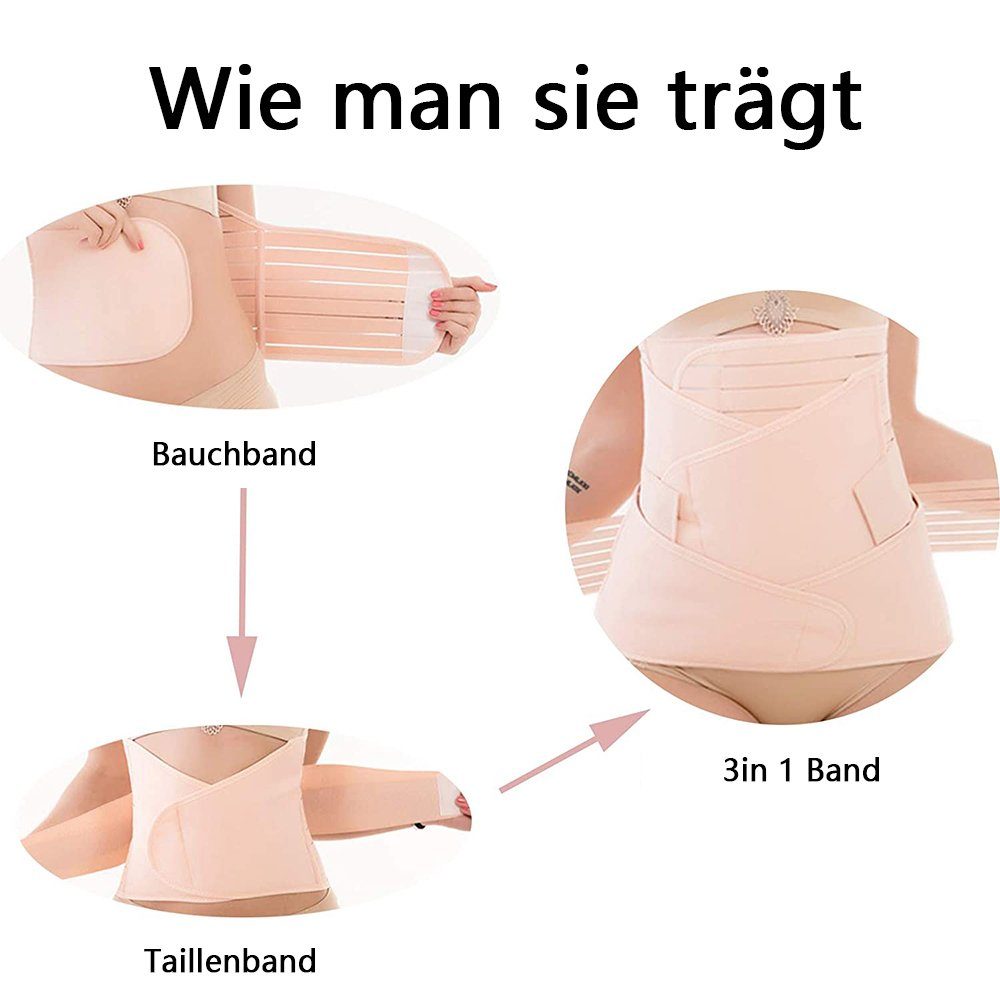 FeelGlad Schwangerschaftsgürtel Postnatales Bauchband 3-in-1-Set Shapewear