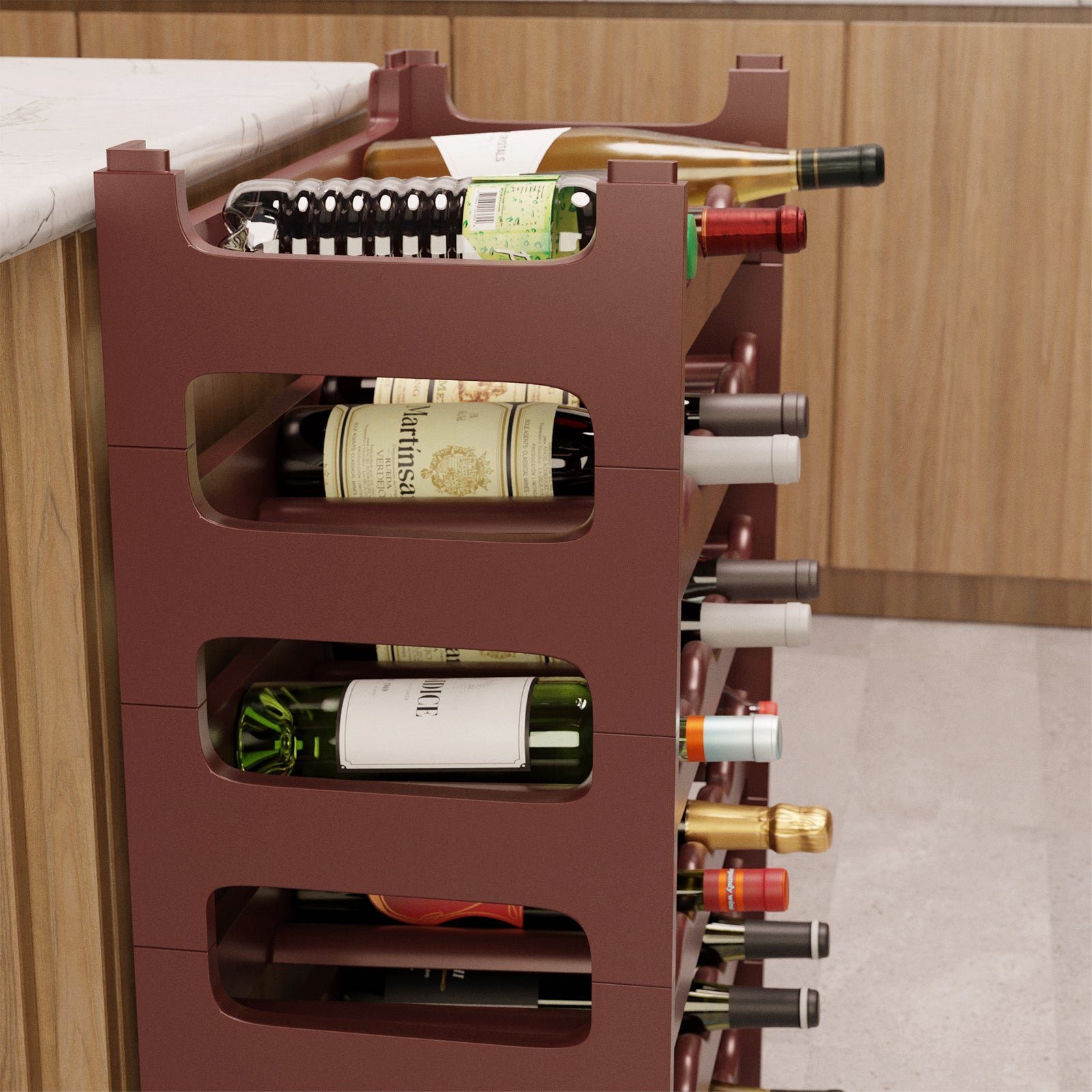 ARTECSIS Weinregal stapelbar I Flaschenregal aus Kunststoff I Braun, 2-tlg., für 12 Flaschen