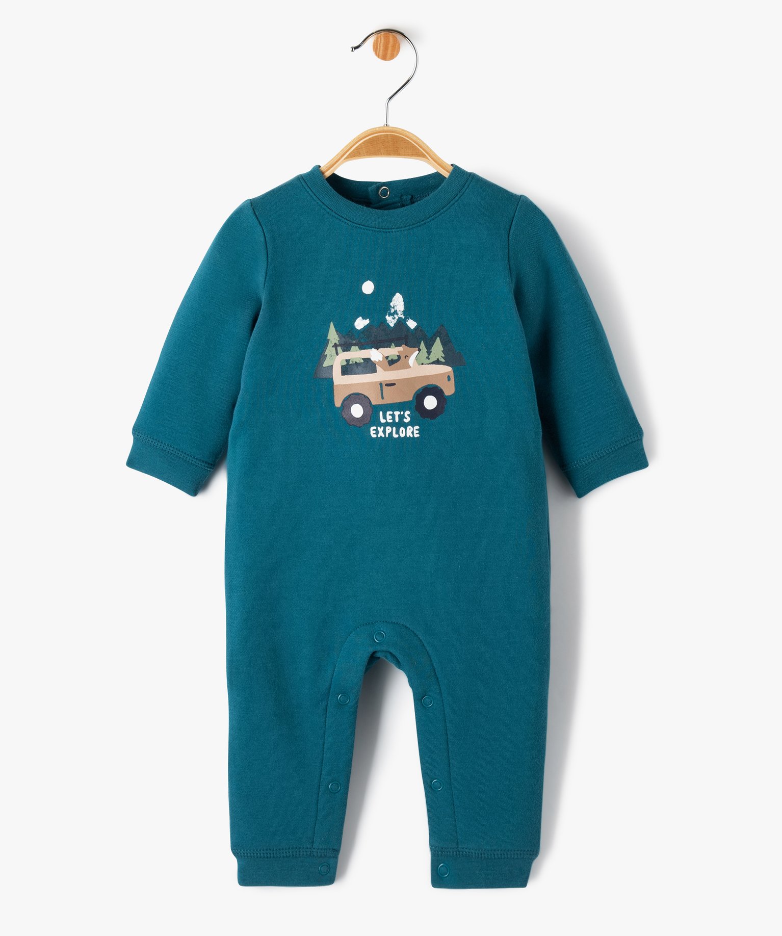 Pyjama bébé sans pieds en molleton vert | GEMO