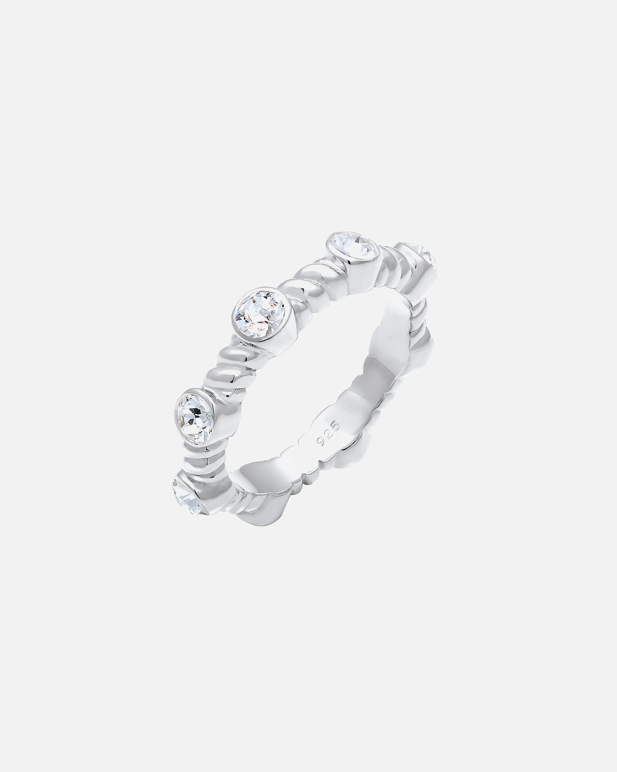 Elli PREMIUM Women's Sparkling Twisted Band with 925 Sterling Silver Crystals