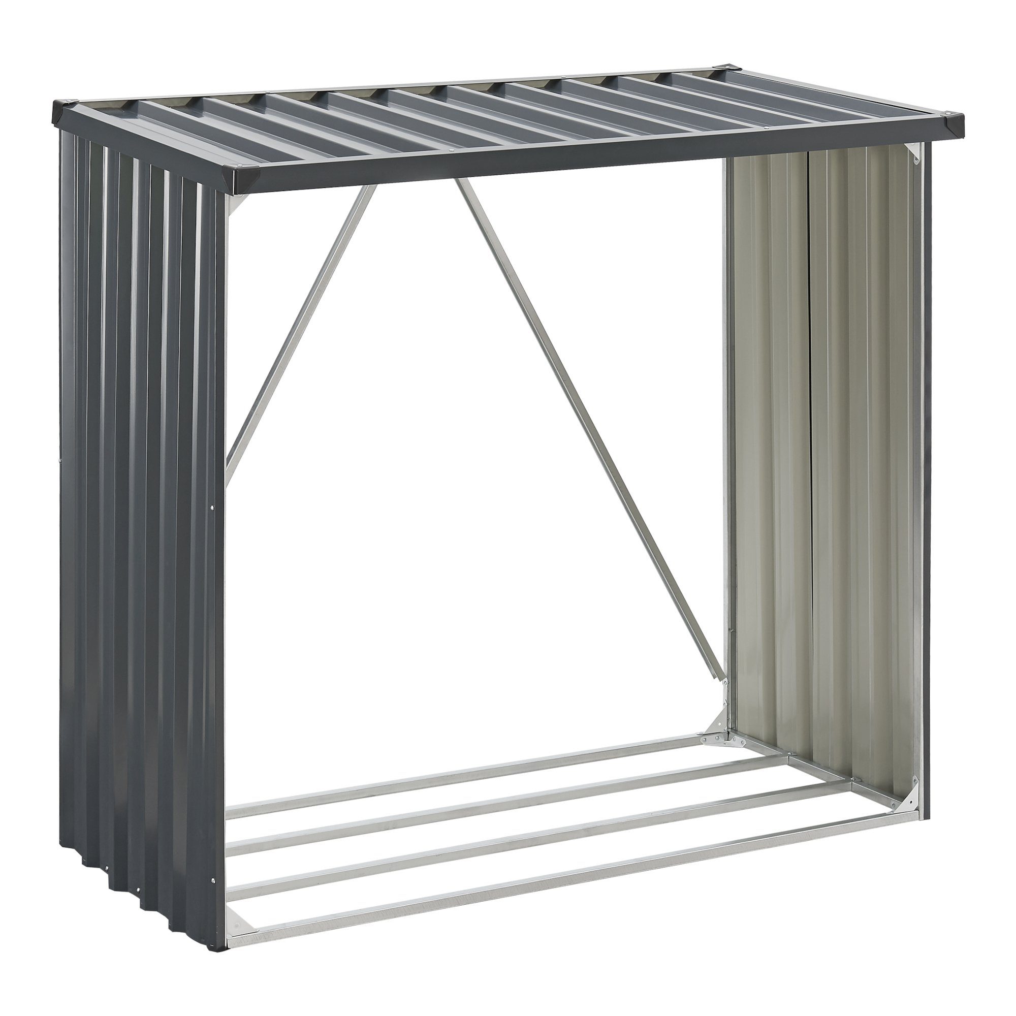 casa.pro Kaminholzregal, BxTxH:156x80x152 cm, Kalmar Brennholzunterstand aus Stahl Anthrazit