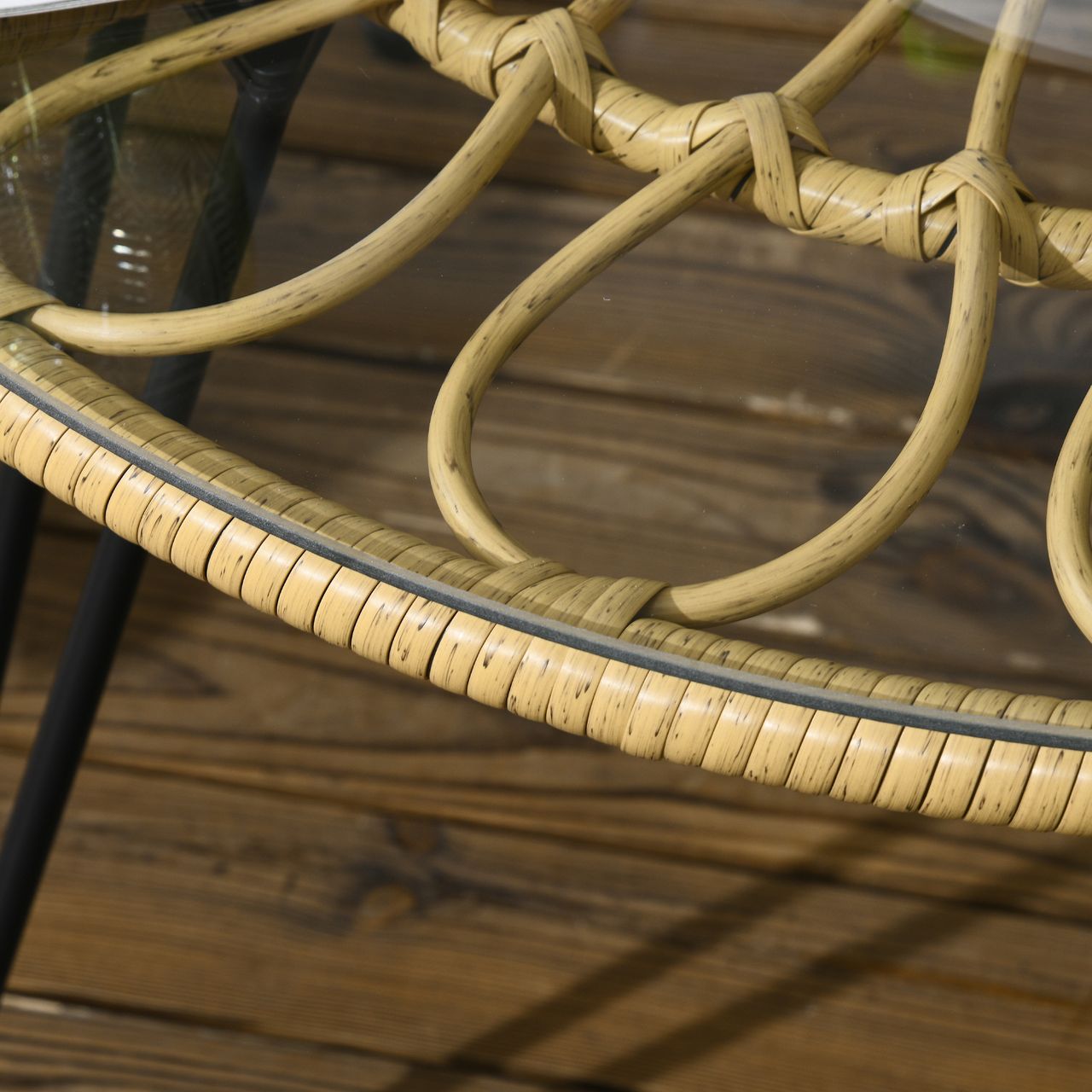 Outsunny Polyrattan Gartenmöbel-Set, Sitzgarnitur, 1 Esstisch & 4 Stühle, Beige