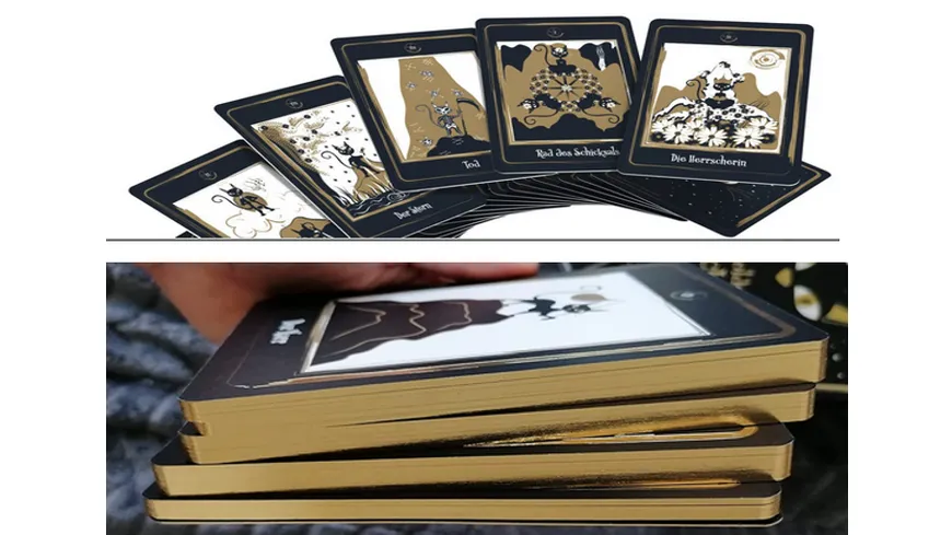 Golden Black Cat Tarot - Hochwertige Stülpdeckelschachtel mit Goldfolie