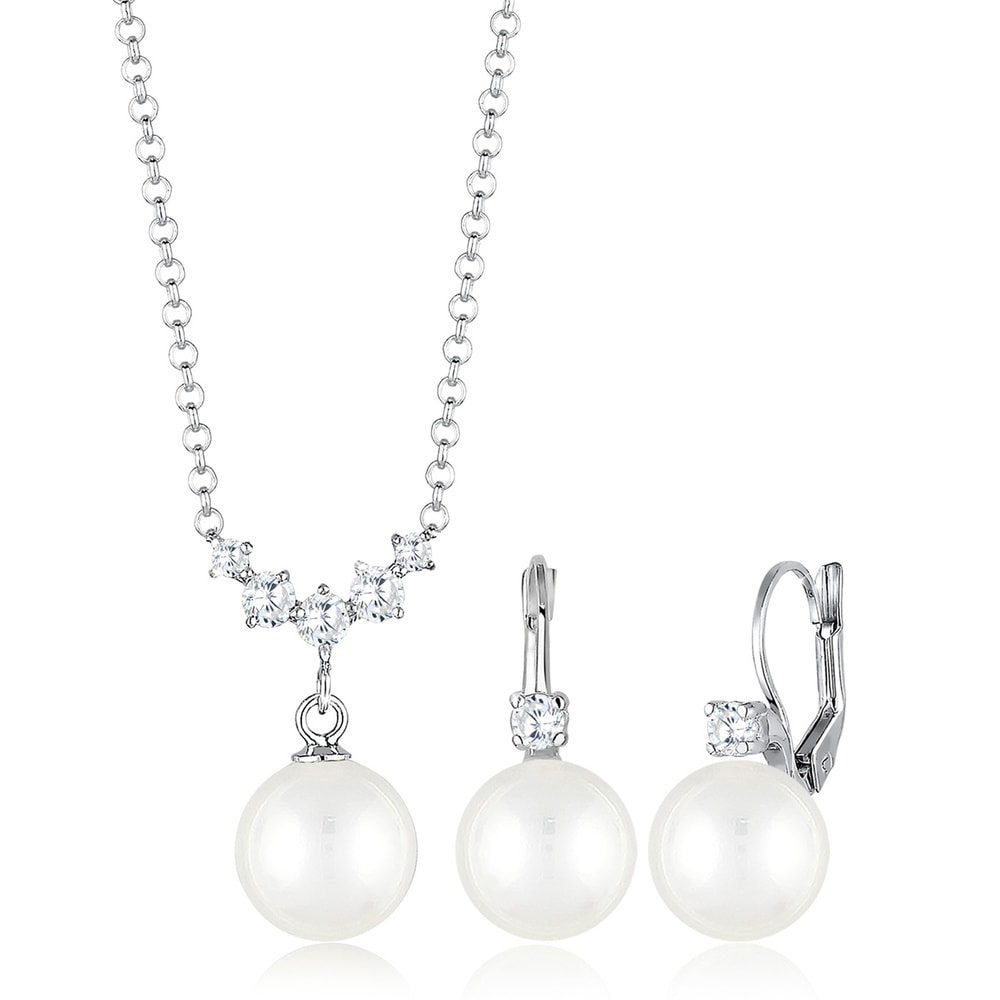 Elli Elli Ensemble de Bijoux Femme Pendentif Classique avec des Cristaux de Zircone Cu Bijoux