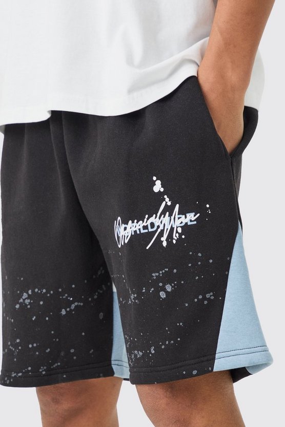 Lockere Shorts mit Farbspritzern