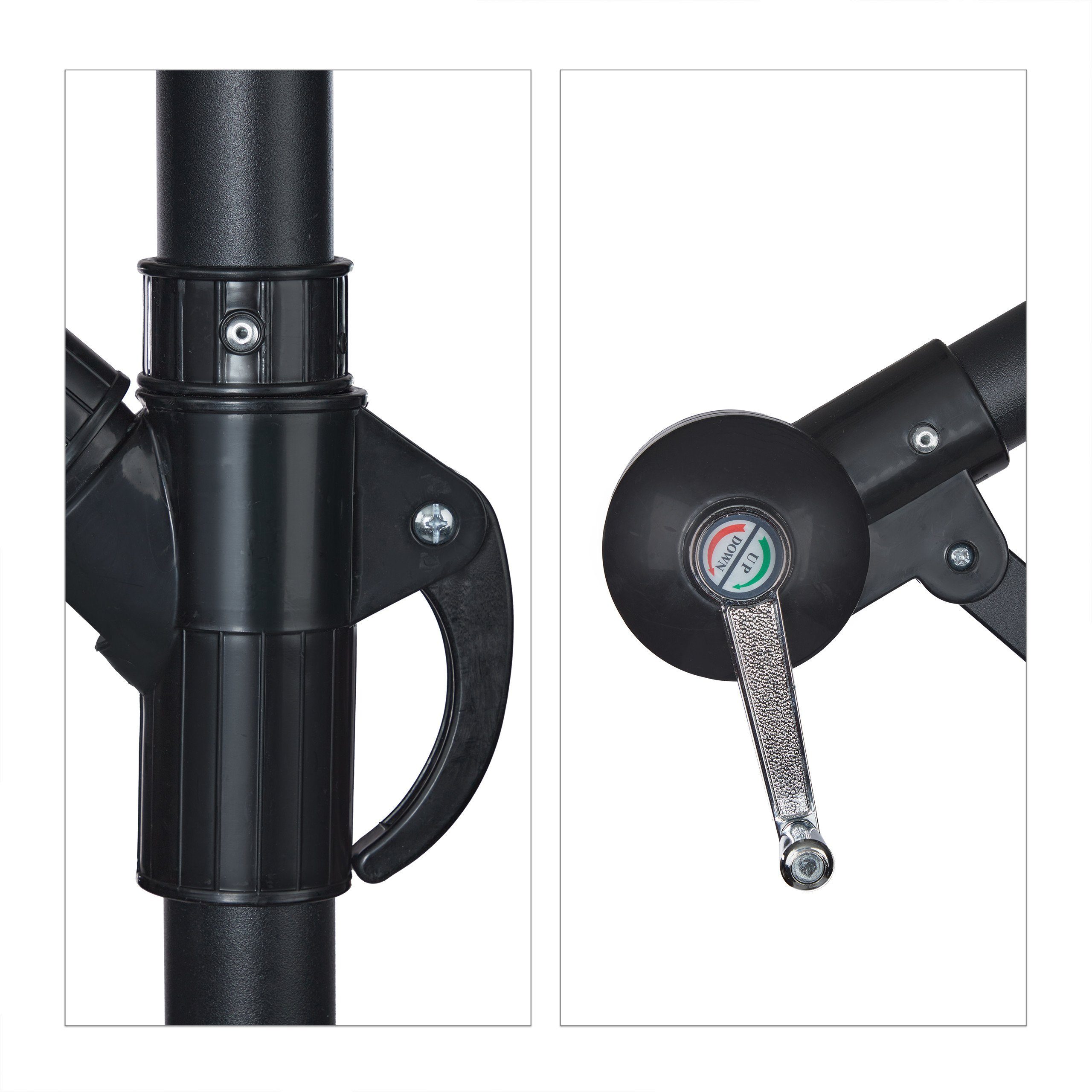 relaxdays Ampelschirm Brauner Ampelschirm mit LED