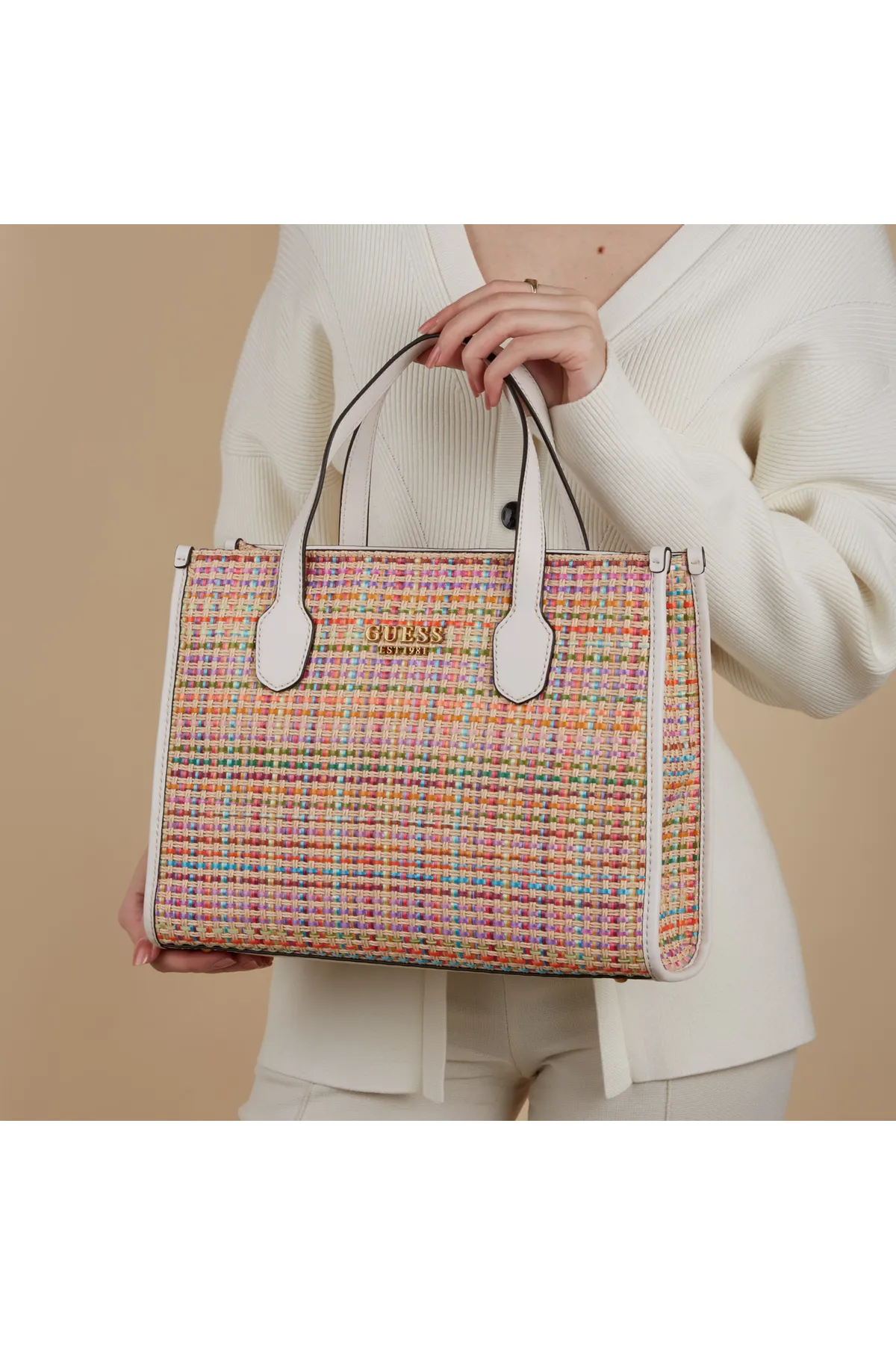 Guess  Silvana Damen Handtasche Grün/lila/orange/rosa/violett/rot/weiß Hwwx86-65220-sml