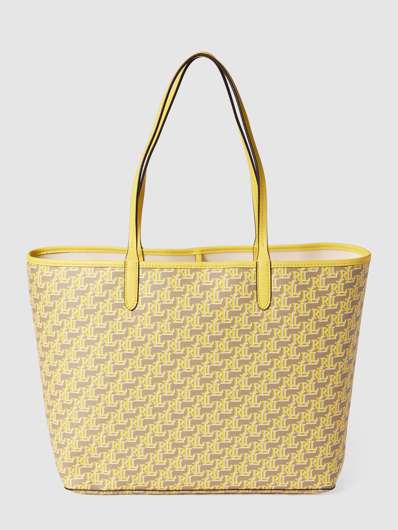 Tote Bag mit Allover-Label in gelb
