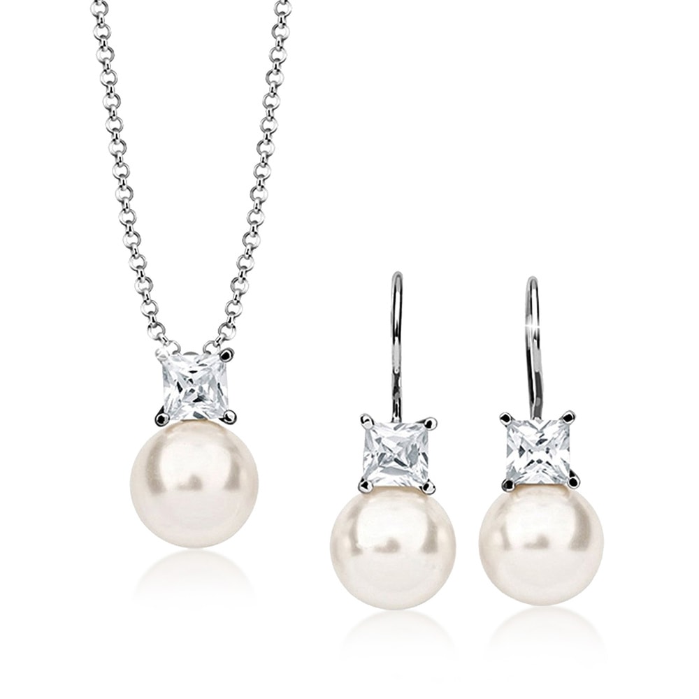 Nenalina Nenalina Ensemble de Bijoux Zirkonia Synthetische Perle 925 Silber Bijoux