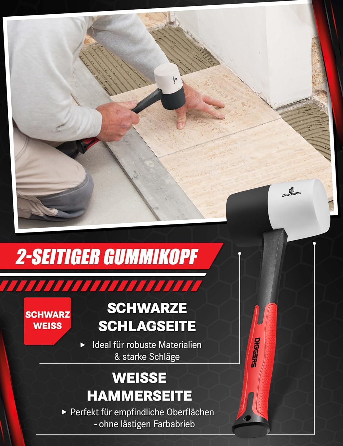DIGGERS DIG999 Rubber hammer black/white
