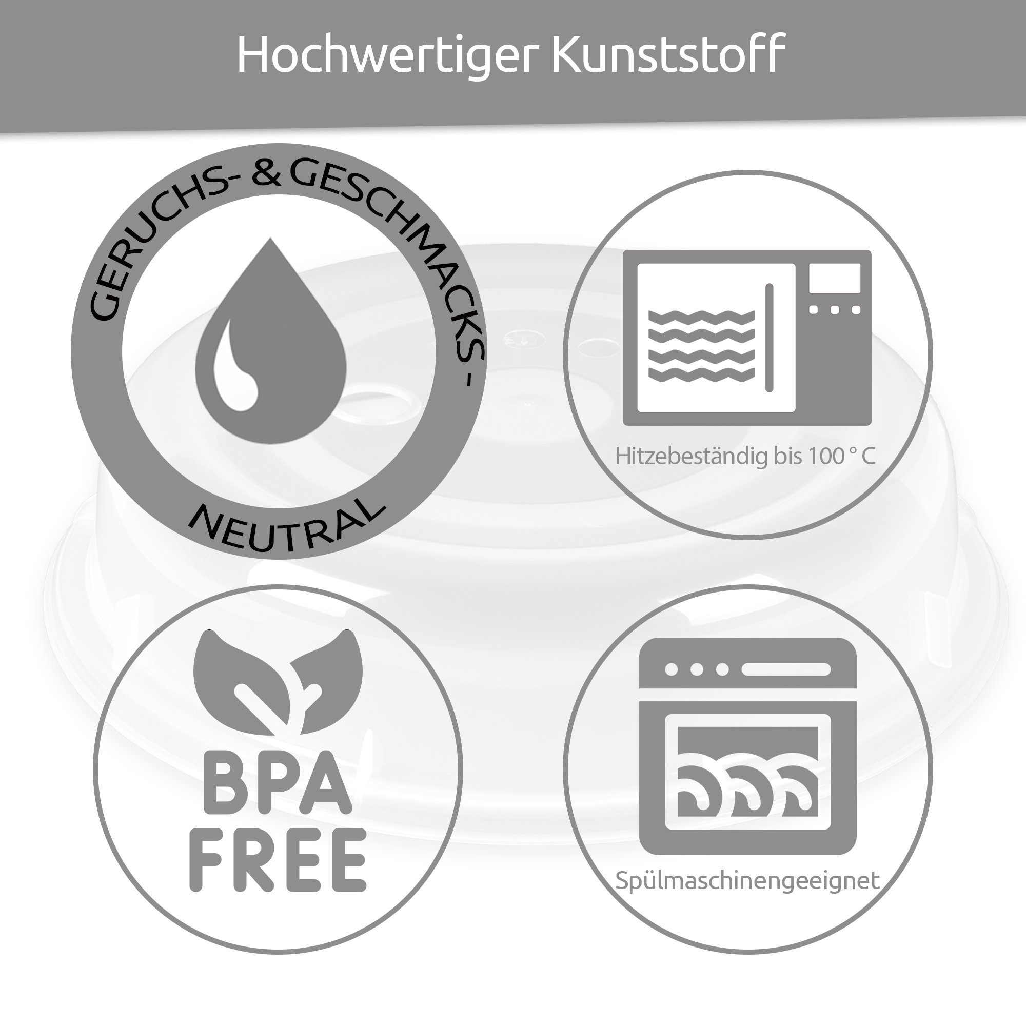 Wüllner + Kaiser Mikrowellenbehälter Mikrowellen Abdeckhaube, BPA freier Kunststoff, (1-tlg), spülmaschinenfest, Mikrowellenabdeckhaube made in Germany