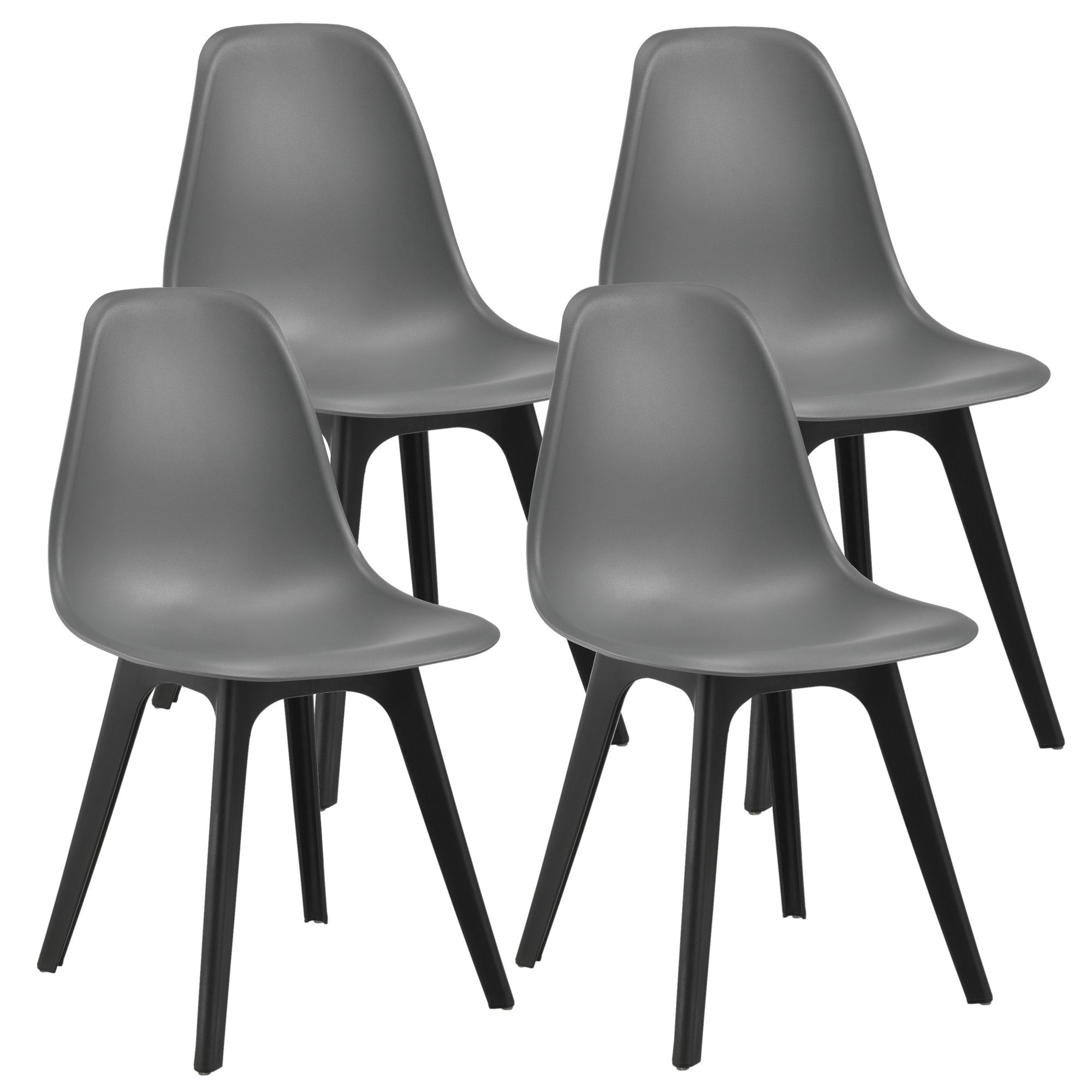 en.casa Essgruppe, (Set, 5-tlg., 4 Stühle, 1 Tisch), Stathelle Küchentisch mit Stühlen Grau/Schwarz