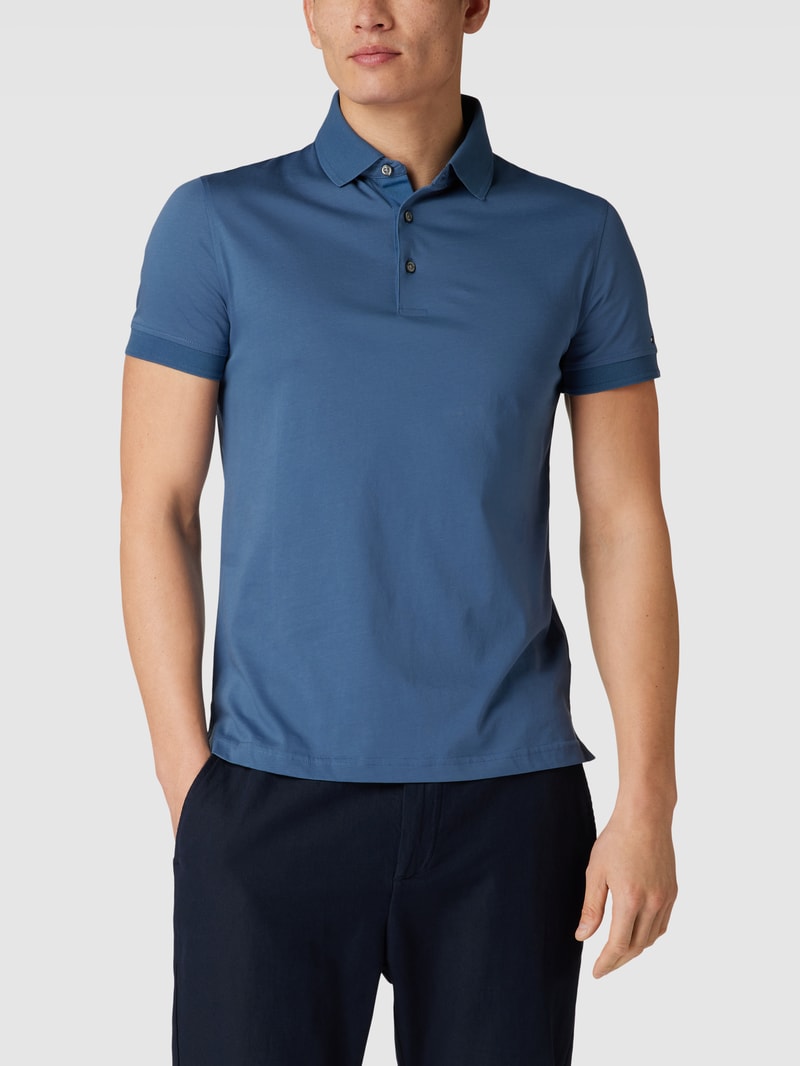 Poloshirt mit Knopfleiste in ozean blau