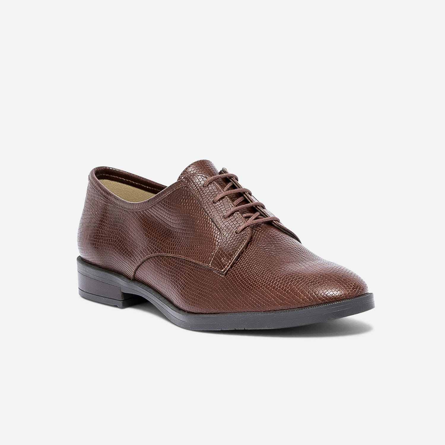Derby ERAM FLEX cognac en cuir embossé