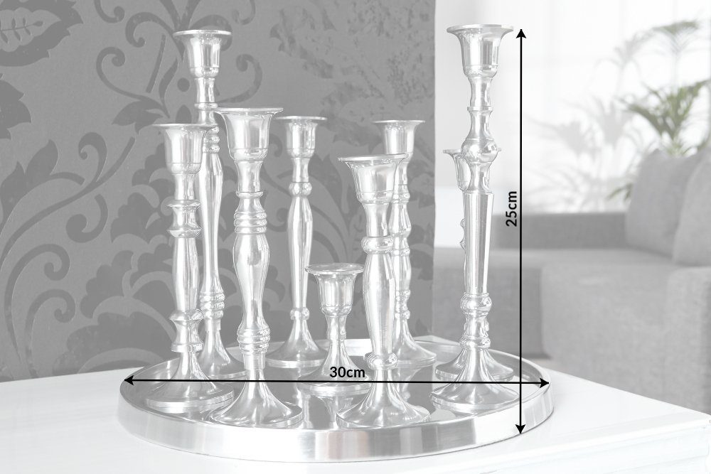 riess-ambiente Kerzenständer MODERN BAROCK 25cm silber (1 St), Metall · Kerzenhalter · Deko · Barock-Design