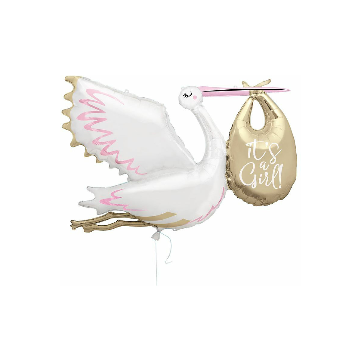 XXL Storch Baby Shower Deko Set Rosa 151 Teile für 16 Personen mit Ballongirlande