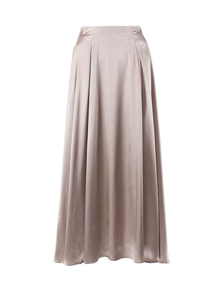 aikidio Maxirock Maxirock Rock Damen Lang Satin Elastische A-Linien MidiRock