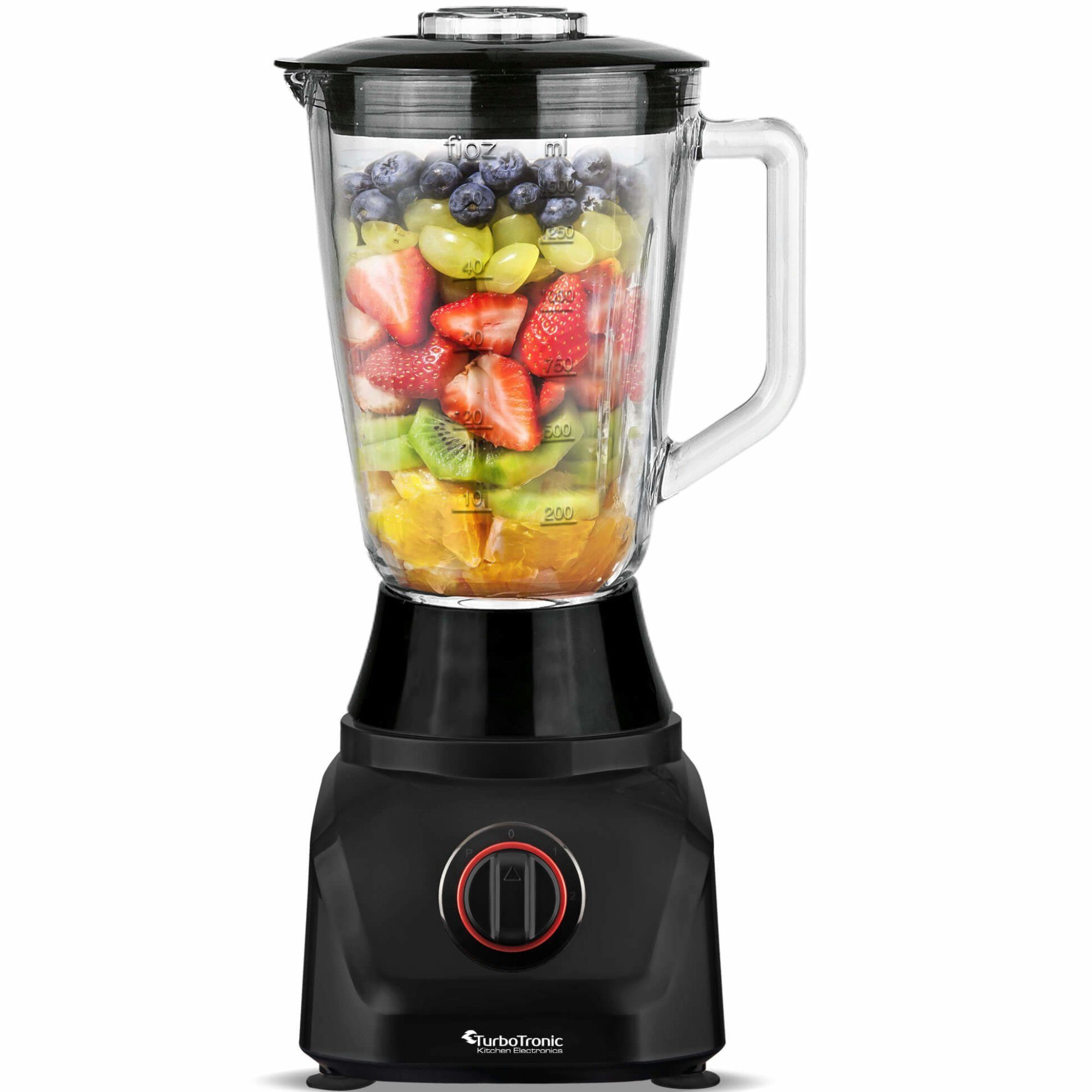 TurboTronic by Z-Line Küchenmaschine Food Processor mit Standmixer 3L Behälter 1,5L Glaskaraffe, 1900 W, 3 l Schüssel, Raspelscheiben Zitruspresse Zerkleinerer Eiscrusher Power